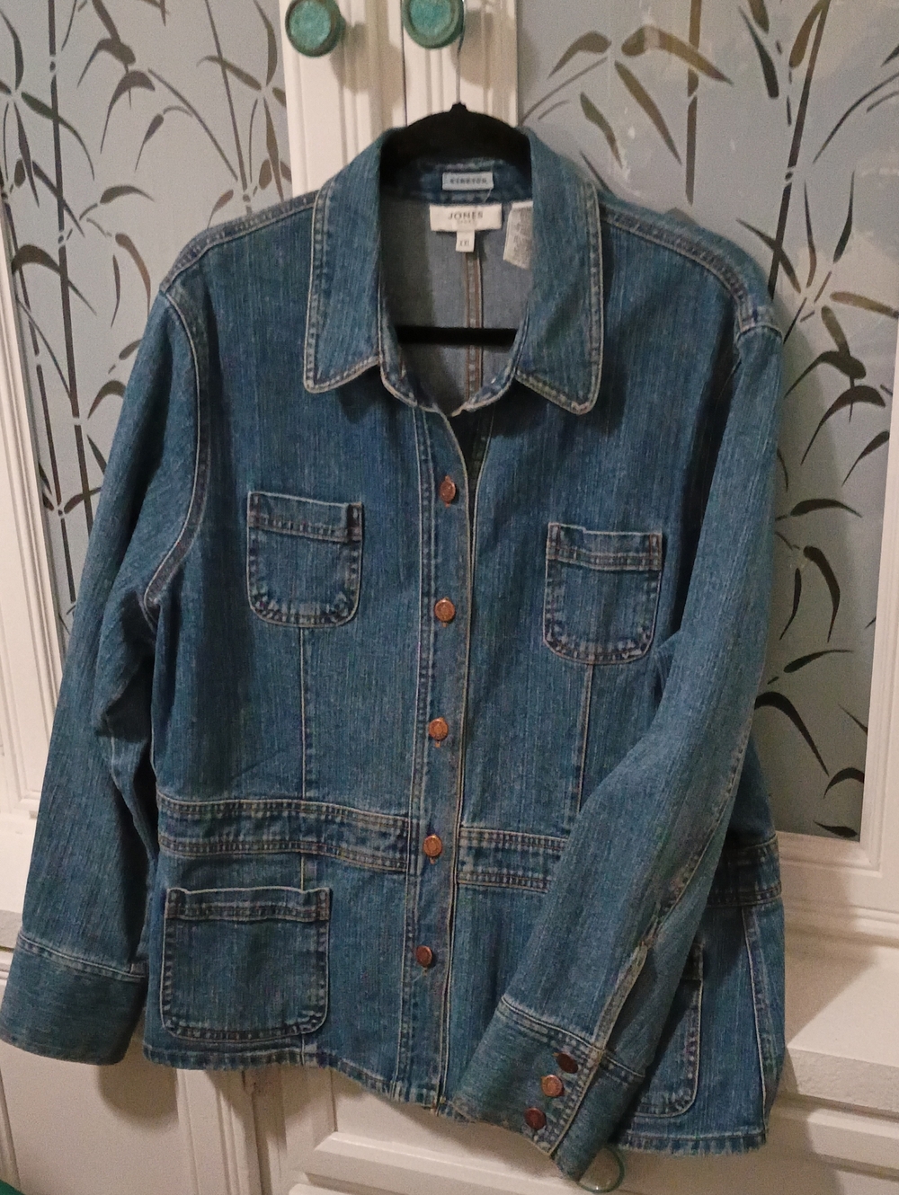 Jones New York Blue Stretch Denim Jacket - Classic Women's Jean Coat